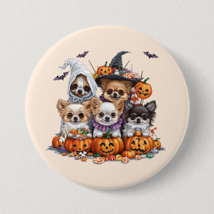 Badge Rond 7,6 Cm Chiens d'Halloween Chihuahua