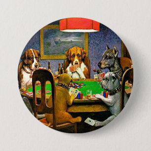 Badge Rond 7,6 Cm Chiens jouant au Poker