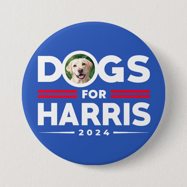 Badge Rond 7,6 Cm Chiens pour Harris 2024 personnalisé Photo personn (Devant)