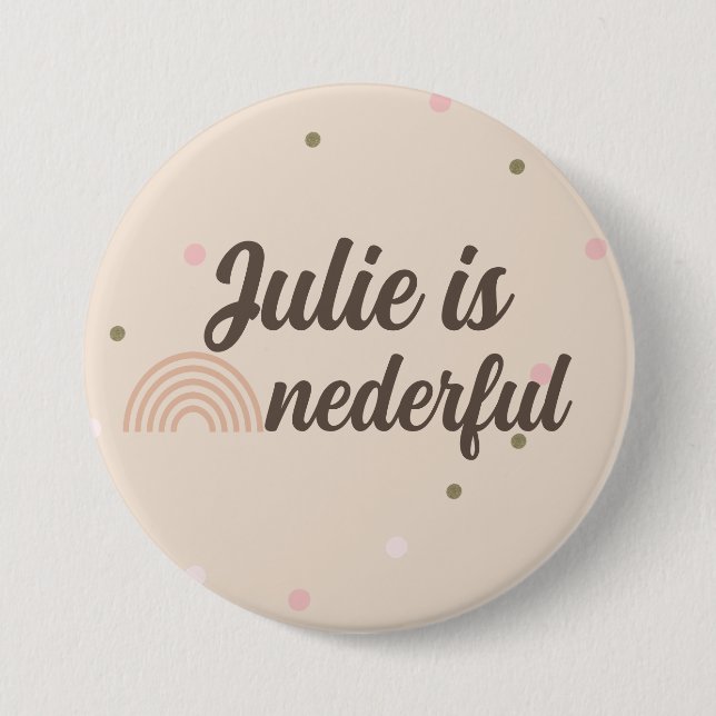 Badge Rond 7,6 Cm Chiffre bohème arc-en-ciel premier anniversaire On (Devant)