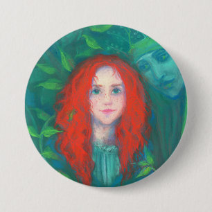 Badge Rond 7,6 Cm Child of the forest, fantasy art ginger girl green