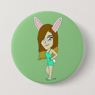 Badge Rond 7,6 Cm Chini Bunny