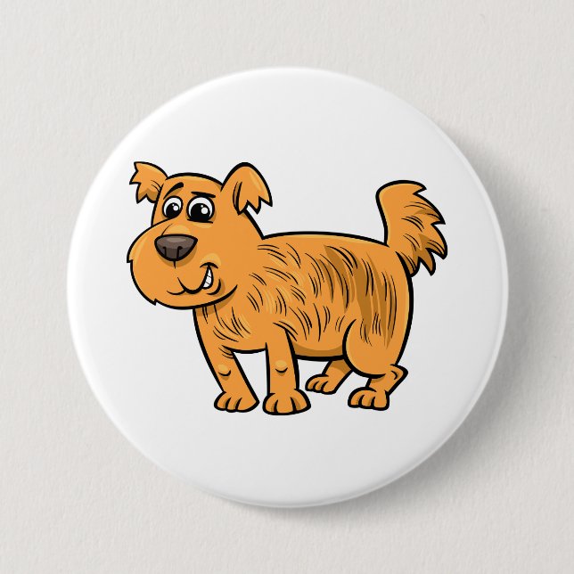 Badge Rond 7,6 Cm Chiot orange débraillé (Devant)