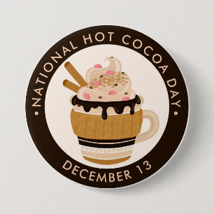 Badge Rond 7,6 Cm Chocolat chaud avec crème fouettée