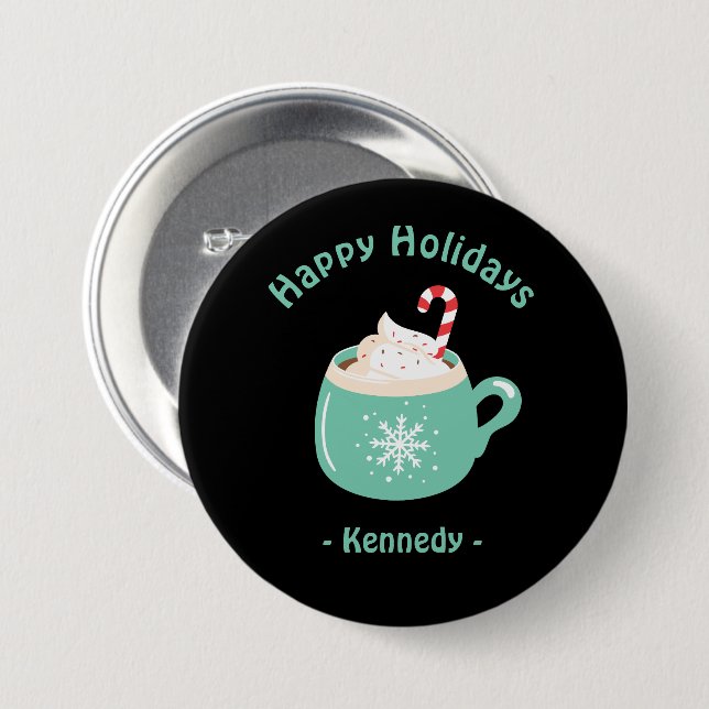 Badge Rond 7,6 Cm Chocolat chaud de Noël (Devant & derrière)