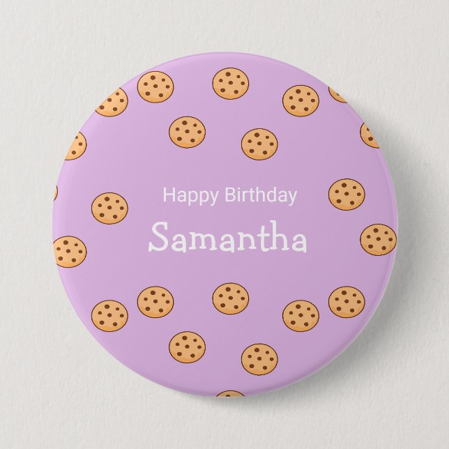 Badge Rond 7,6 Cm Chocolat chips biscuits d'anniversaire violet (Devant)