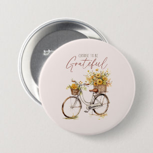Badge Rond 7,6 Cm Choisissez d'être reconnaissant - Vélo et automne 