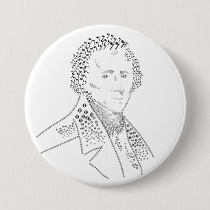 Badge Rond 7,6 Cm Chopin, notes de musique, symboles de musique