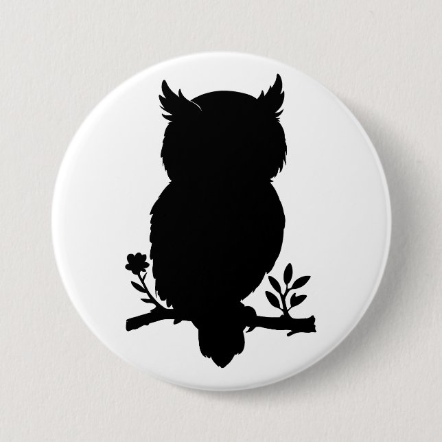 Badge Rond 7,6 Cm Chouette (Devant)