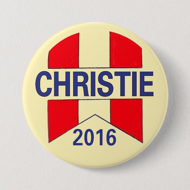 Badge Rond 7,6 Cm Chris Christie 2016 (Devant)
