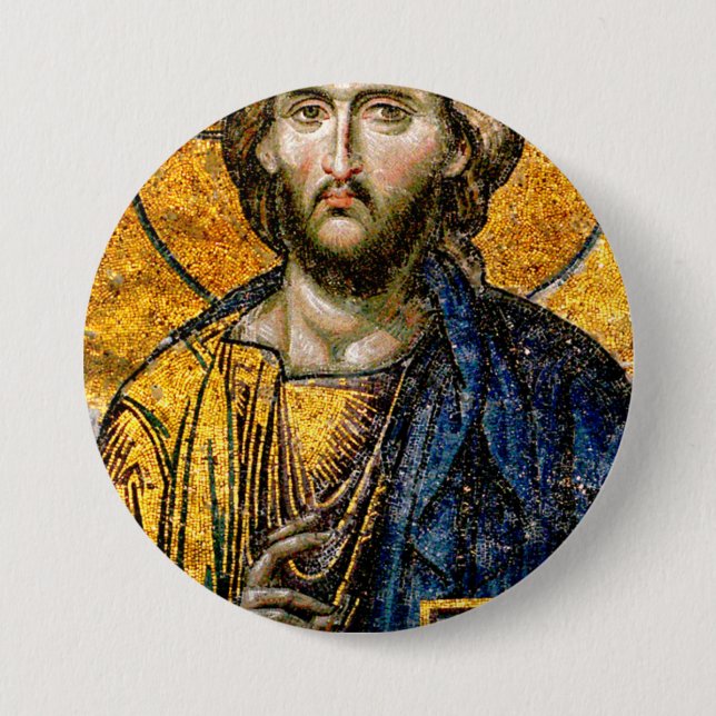 Badge Rond 7,6 Cm Christ Pantocrator Mosaic (Devant)