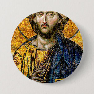 Badge Rond 7,6 Cm Christ Pantocrator Mosaic