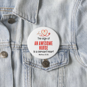 Badge Rond 7,6 Cm Christian AWESOME NURSE SERVANT COEUR Personnalisa