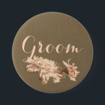 Badge Rond 7,6 Cm Chrysanthemums in a Bottle Groom Button<br><div class="desc">Romantic painting of autumn chrysanthemums. Part of the Chrysanthemums in a Bottle Collection.</div>