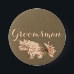 Badge Rond 7,6 Cm Chrysanthemums in a Bottle Groomsman Button<br><div class="desc">Romantic painting of autumn chrysanthemums. Part of the Chrysanthemums in a Bottle Collection.</div>