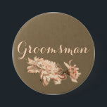 Badge Rond 7,6 Cm Chrysanthemums in a Bottle Groomsman Button<br><div class="desc">Romantic painting of autumn chrysanthemums. Part of the Chrysanthemums in a Bottle Collection.</div>