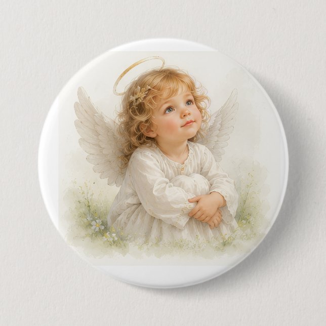 Badge Rond 7,6 Cm Chuchotements d'Anges -Angelina (Devant)