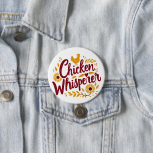 Badge Rond 7,6 Cm Chuchoteur de poulets Maison de ferme rustique Cot