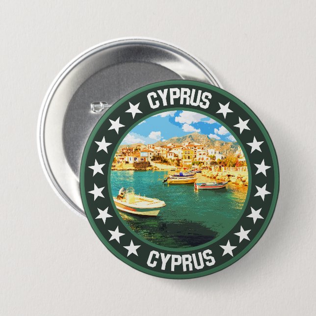 Badge Rond 7,6 Cm Chypre (Devant & derrière)