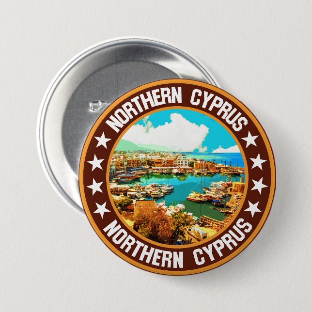 Badge Rond 7,6 Cm Chypre du Nord (Devant & derrière)