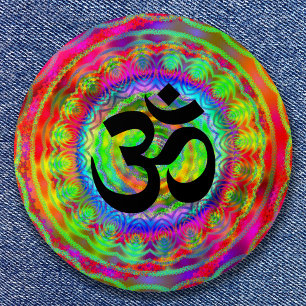 Badge Rond 7,6 Cm Cible Tie-dye avec symbole Om