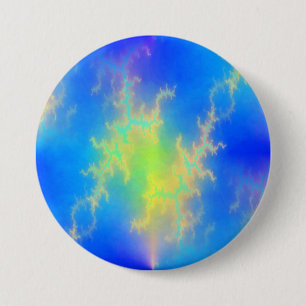 Badge Rond 7,6 Cm Ciel bleu et boulons de foudre jaune doré