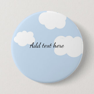 Badge Rond 7,6 Cm Ciel Bleu, Modèle de nuages Blancs Fluffants,