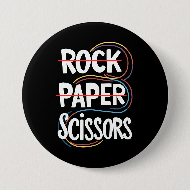 Badge Rond 7,6 Cm Ciseaux de papier rock Lesbian Funny Gay pride LGB (Devant)