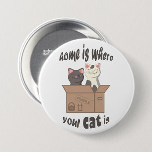 Badge Rond 7,6 Cm Citation drôle Accueil est où est votre chat