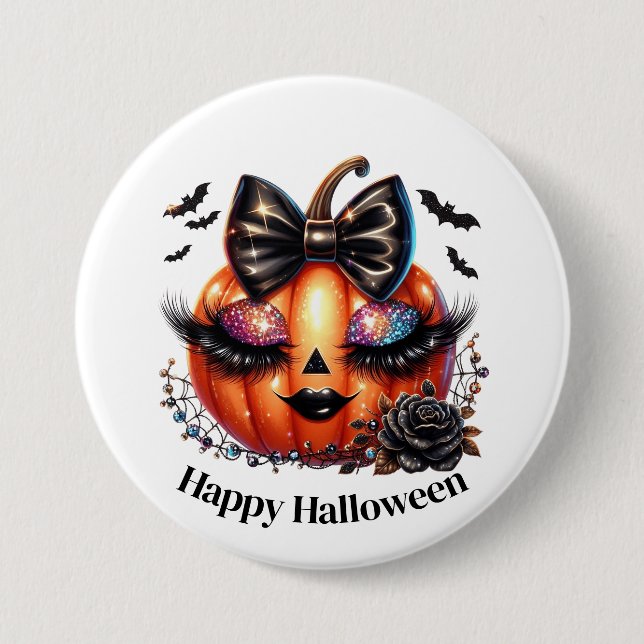 Badge Rond 7,6 Cm Citrouille d'Halloween  (Devant)