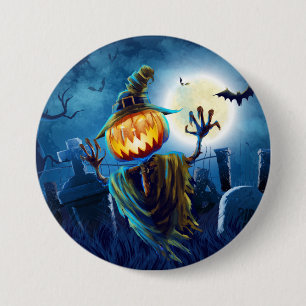 Badge Rond 7,6 Cm Citrouille effrayant de la scène de Halloween (5)