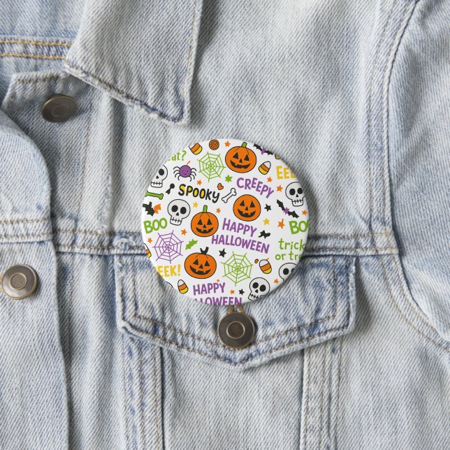 Badge Rond 7,6 Cm Citrouille éffrayant et amusant - Motif Halloween  (En situation)