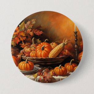 Badge Rond 7,6 Cm Citrouilles d'automne colorés