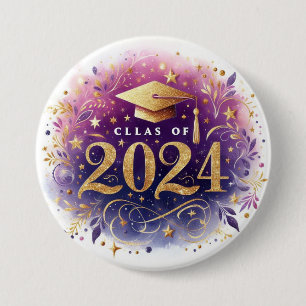 Badge Rond 7,6 Cm Classe de 2024 Bouton Graduation