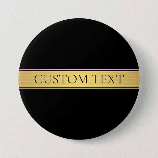 Badge Rond 7,6 Cm Classy Faux Gold Stripe & Black Background or DIY (Devant)