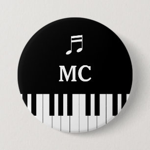 Badge Rond 7,6 Cm Clavier de piano épousant Pin MC