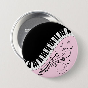 Badge Rond 7,6 Cm Clavier de piano noir et blanc Design de musique r