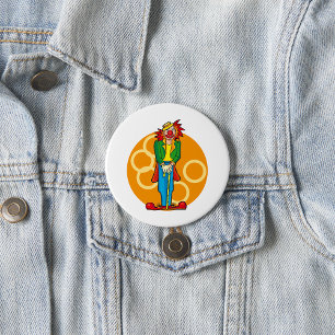 Badge Rond 7,6 Cm Clown de dessin Whimsical aux couleurs vives