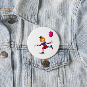 Badge Rond 7,6 Cm Clown joyeux et coloré avec Balloon Fun Circus