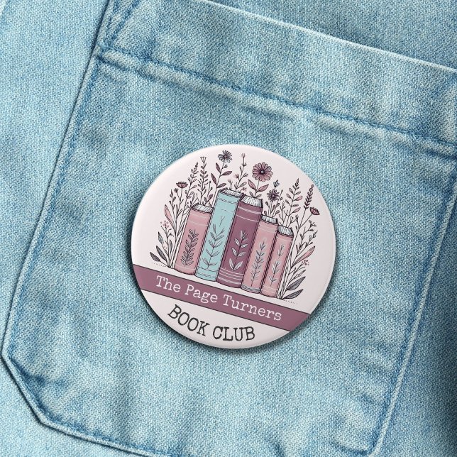 Badge Rond 7,6 Cm Club de livre personnalisé Floral (Créateur téléchargé)