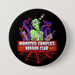 BADGE ROND 7,6 CM CLUB D'HORREUR DU COMPLEXE MONSTER PRINCIPAL LOGO 
