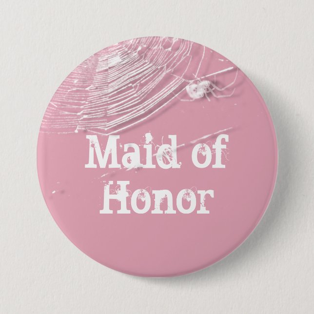 Badge Rond 7,6 Cm Cobwebs et araignées blanches Maid of Honor (Devant)