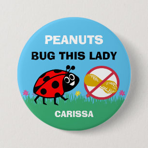 Badge Rond 7,6 Cm Coccinelle personnalisée d'alerte d'allergie