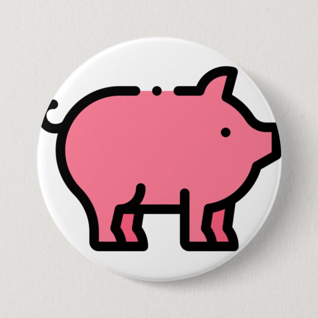 Badge Rond 7,6 Cm Cochon (Devant)