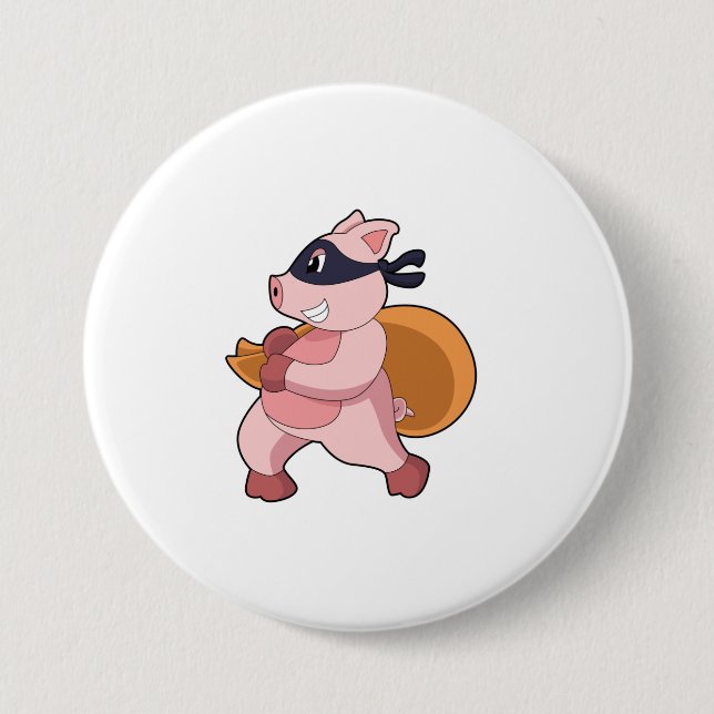 Badge Rond 7,6 Cm Cochon comme coureur (Devant)