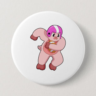 Badge Rond 7,6 Cm Cochon de football