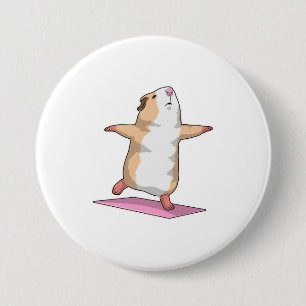 Badge Rond 7,6 Cm Cochon d'Inde Yoga Méditation Fitness
