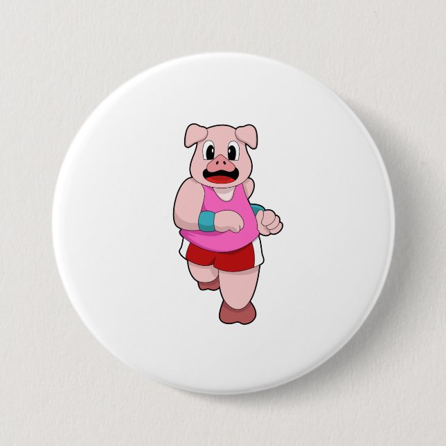 Badge Rond 7,6 Cm Cochon en cours d'exécution (Devant)