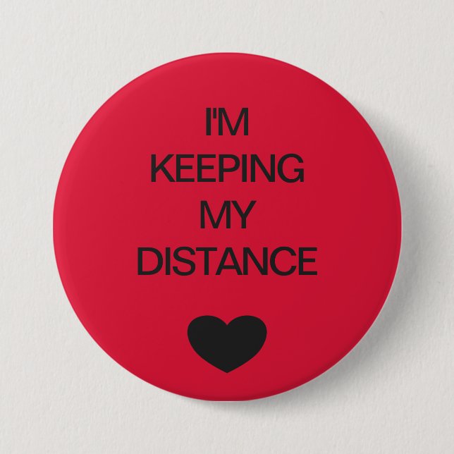 Badge Rond 7,6 Cm Code de couleur de distance sociale rouge (Devant)