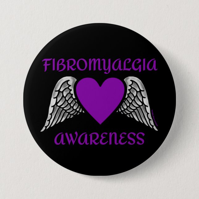 Badge Rond 7,6 Cm Coeur/ailes...bouton Fibro (Devant)